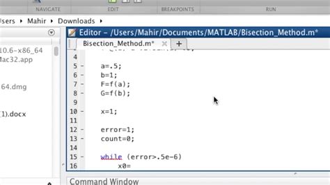 Bisection Method Matlab Code Youtube