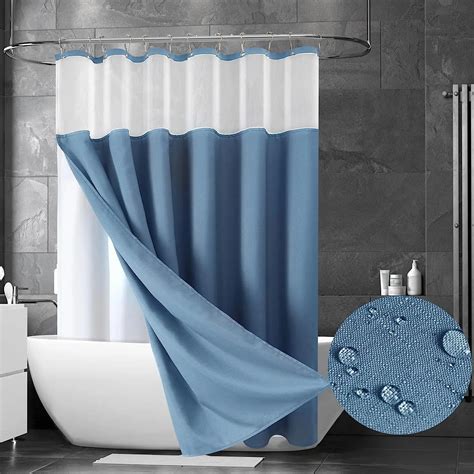 Double Layer Shower Curtain Waterproof Linen Bath Curtain Liner For