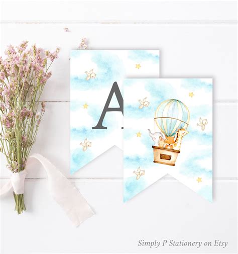 Hot Air Balloon Editable Baby Shower Bundle Invitation Book Etsy