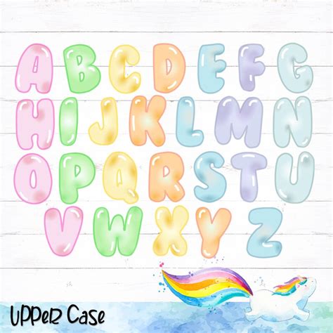 Pastel Printable Digital Alphabet Letters Bubble Letters Etsy