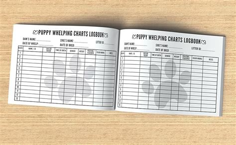 Puppy Whelping Charts Logbook Personalized Newborn Pup Whelping Record