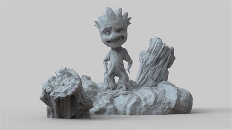 3D Printed Baby Groot 3D Print Model - STL Files for 3D Printing by ...