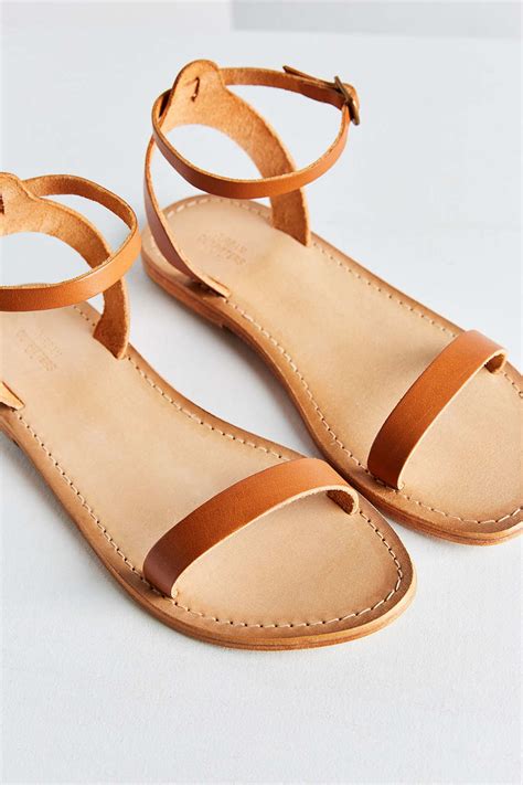 Urban Outfitters Hazel Leather Thin Strap Sandal In Brown Lyst