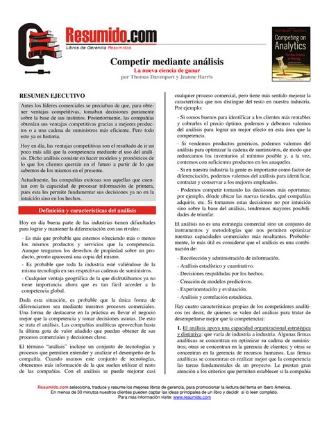 Competir Mediante Analisis Libro Resumido Selecciona Traduce Y