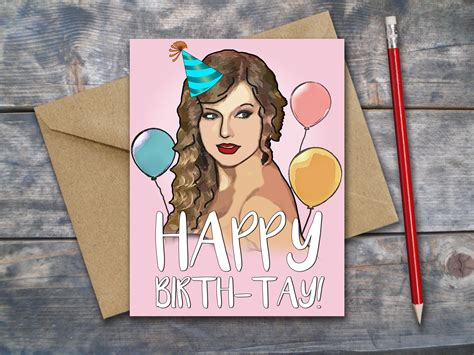 Happy Birthtay Taylor Swift Birthday Card Funny Card For Etsy