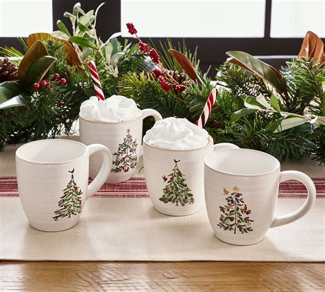 Christmas in the Country Stoneware Mugs - Set of 4 | Pottery Barn