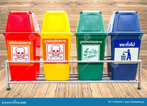 Colorful Trash Bins With Recycling Symbols Stock Image Cartoondealer