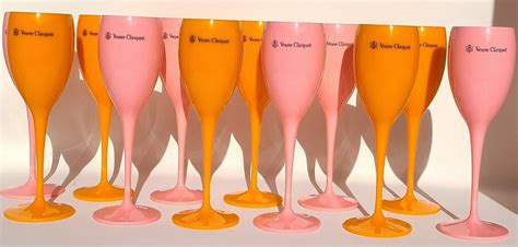 Veuve Clicquot Champagne Pink And Orange Party Flutes Etsy