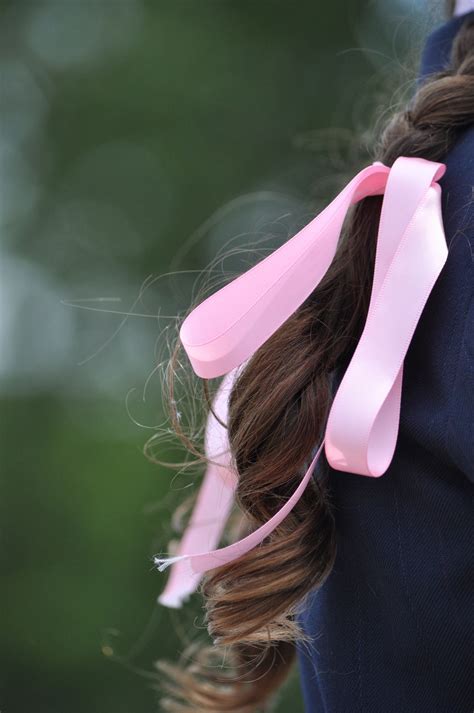 pretty pink hair ribbon for brown braid