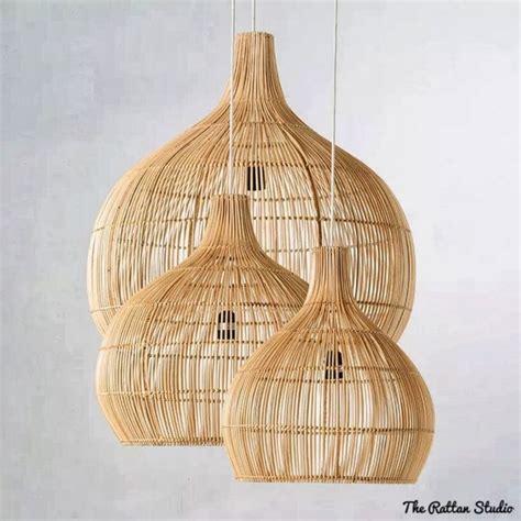 Modern Hand Woven Bamboo Pendant Light Rattan Bamboo Weaving Kitchen