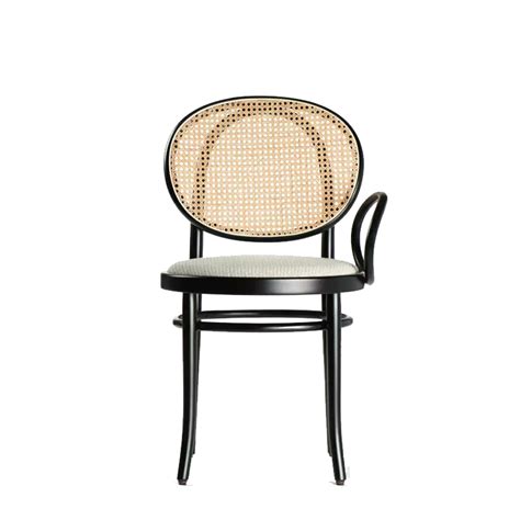 Thonet Sedia Con Bracciolo N O Faggio Nero Seduta Tessuto Schienale