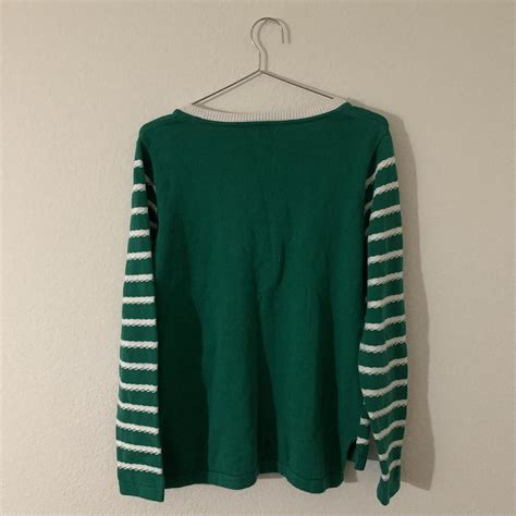 Liz Claiborne Women S Green And White Jumper Depop