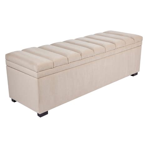 Soho Storage Bench Ottoman Nude Velvet Furniture N Lighting