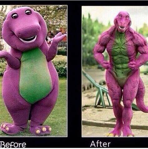 The Buff Barney Meme - How A Friendly Dinosaur Become A Bodybuilding Icon