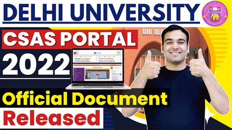 Delhi University Csas 2022 Portal Full Details For Du Admission Youtube