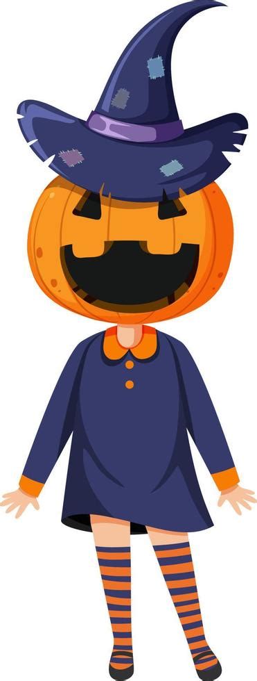 Cute Pumpkin Head Girl Costume For Halloween 11778684 Vector Art At Vecteezy