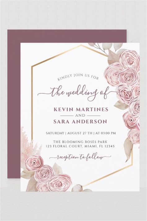 Wedding Blush Pink Floral Gold Invitation Wedding Invitation Background