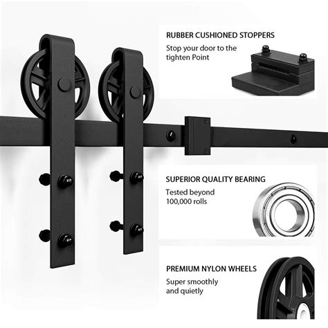 Smartstandard Ft Heavy Duty Double Sliding Barn Door Hardware Kit