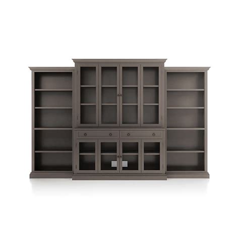 Cameo Grigio 4 Piece Glass Door Wall Unit With Open Bookcase Crate