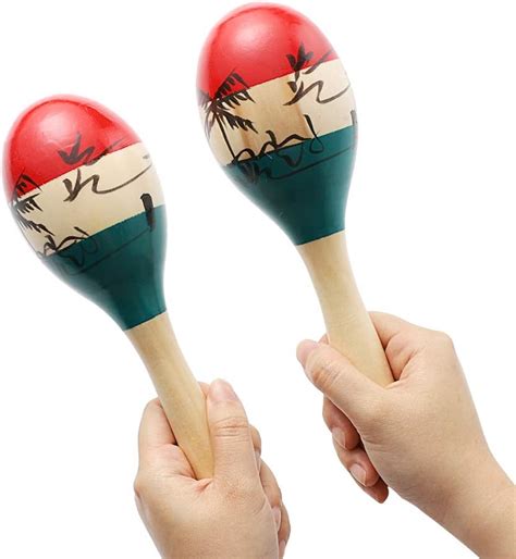 Maracas Agitadores De Rumba De Madera Colorida Grande Sonajero