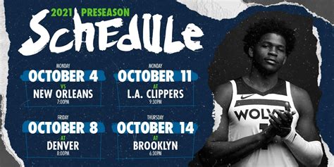 Timberwolves Announce 2021 Preseason Schedule NBA