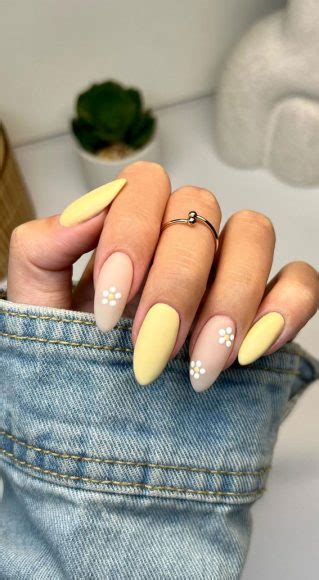 Your Nails Deserve These Floral Designs Matte Nude Yellow Nails