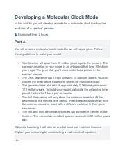 Understanding Molecular Clock Models: Evolution of a Species' | Course Hero