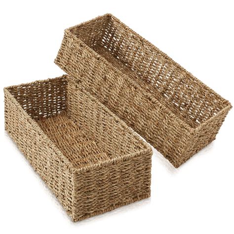 Casafield Set Of 2 Bathroom Storage Baskets Seagrass Water Hyacinth