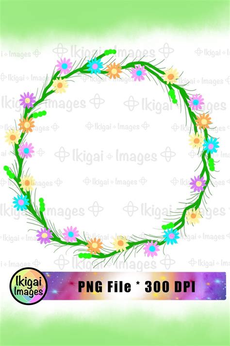 Floral Border Clipart Hand Drawn Pastel Flower Wreath PNG | Etsy | Clip ...