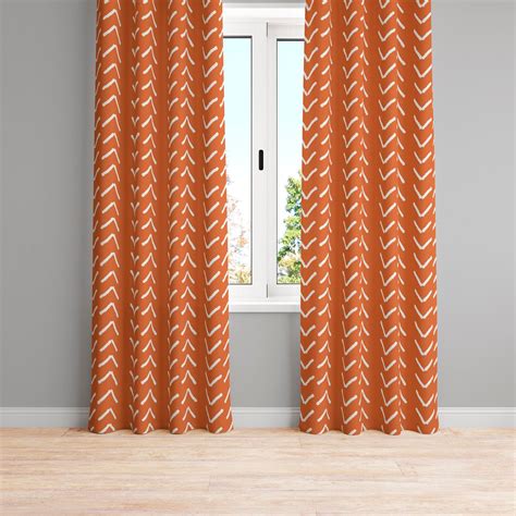 Burnt Orange Mudcloth Print Curtain Panel Curtains For Etsy