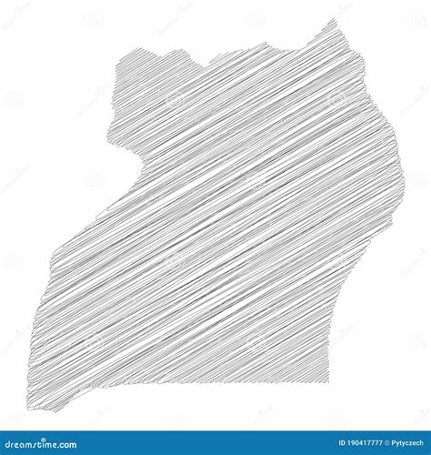 Uganda Pencil Scribble Sketch Silhouette Map Of Country Area With