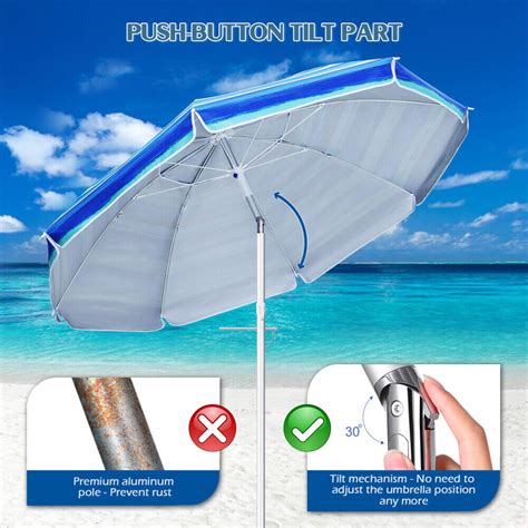 6 5ft Beach Umbrella Outdoor Patio Garden W Carrying Bag Sand Anchor