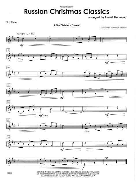 Russell Denwood Russian Christmas Classics 3rd C Flute Sheet Music