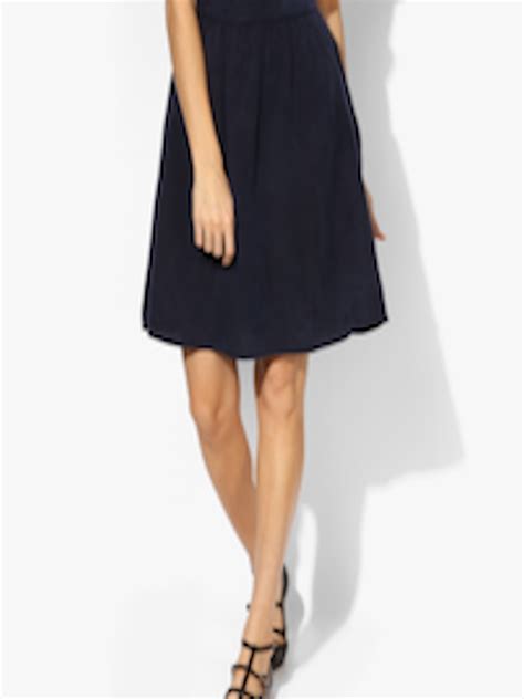 Buy Navy Blue Solid A Line Pure Cotton Skirt Skirts For Women 7984569