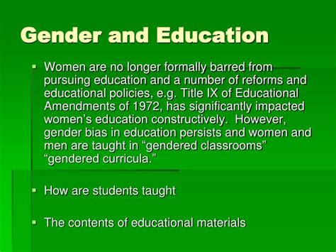 Ppt Gender And Education Powerpoint Presentation Id1430137