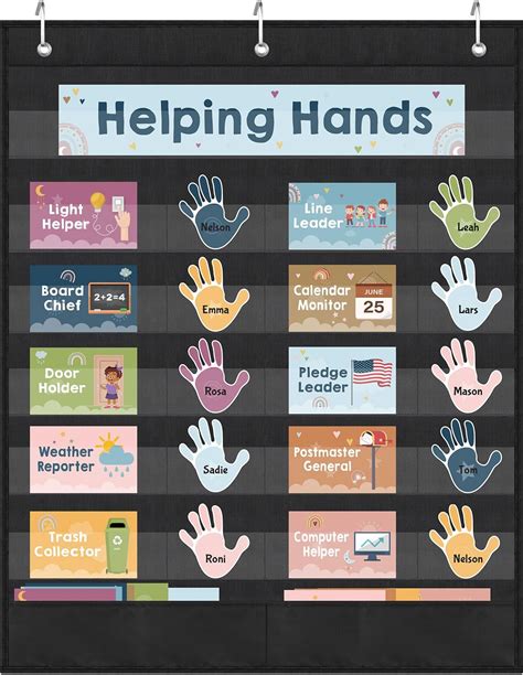 Pasimy 62 Pcs Helping Hands Pocket Chart Classroom Jobs