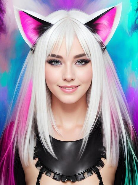 Premium Ai Image A Woman With A Cat Ears On Her Head