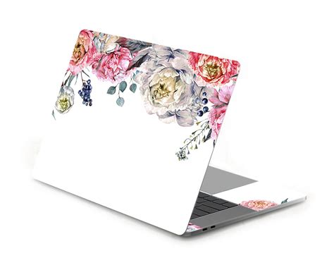 Pink White Flowers Laptop Skin Notebook Peonies Vinyl Dell Xps Etsy