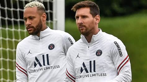 Neymar Da Silva Santos Junior And Lionel Messi Are Wearing White Sports