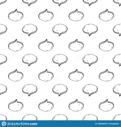 Seamless Pattern Handdrawn Cloud Doodle Icon Hand Drawn Black Sketch