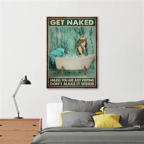 Trinx Mermaid In Bath Get Naked Piece Rectangle Graphic Art Print On Wrapped Canvas