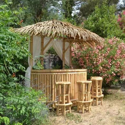 Casa Padrino Luxus Bambus Gartenbar Set Naturfarben X X H