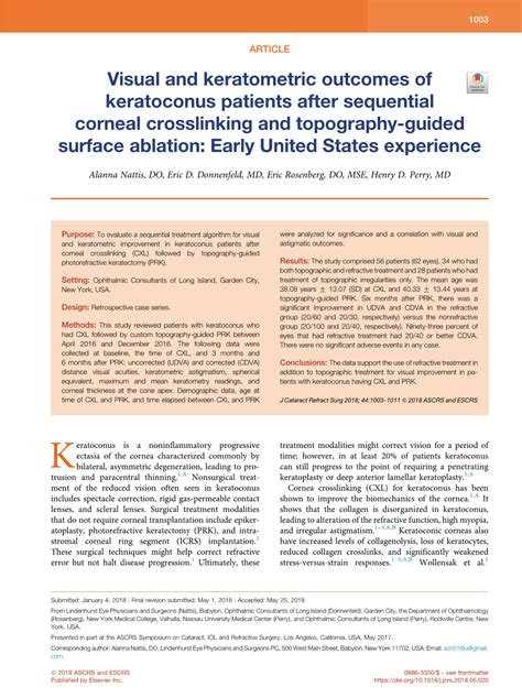 Visual And Keratometric Outcomes Of Keratoconus Patients After