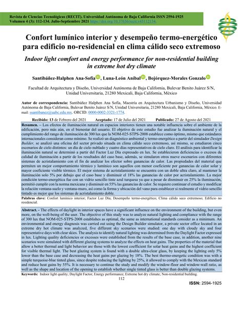 Pdf Confort Lum Nico Interior Y Desempe O Energ Tico Para Edificio No