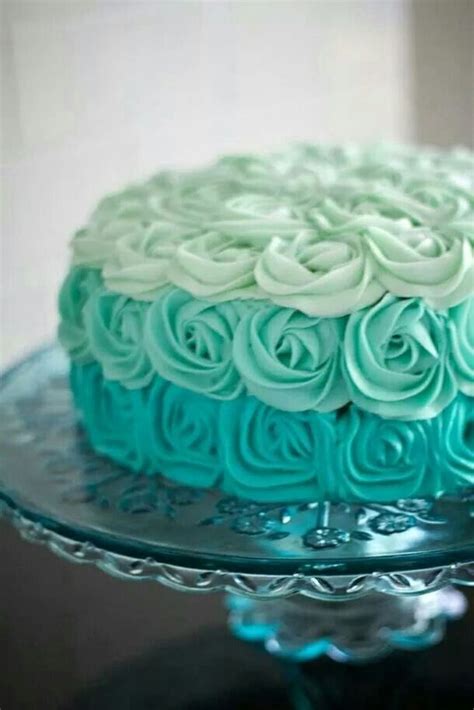 Degradado Verdeazul Wedding Shower Cakes Rose Cake Rosette Cake