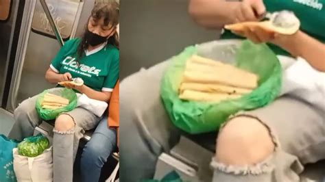 Mujer Fue Captada En El Metro De La Cdmx Preparando Tacos De Papa Y