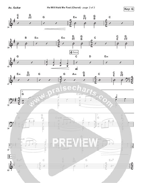 He Will Hold Me Fast Choral Anthem Satb Acoustic Guitar Sheet Music