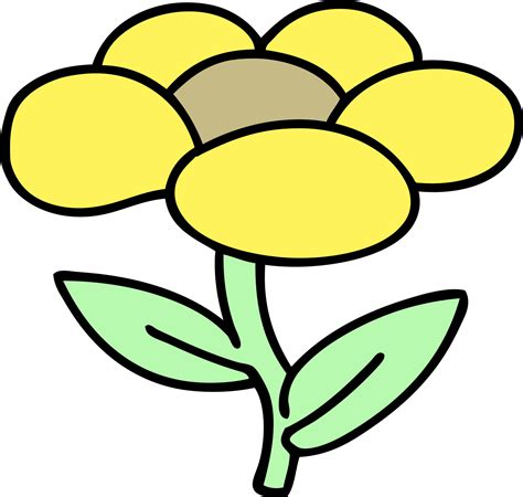 Cartoon Of A Single Flower Growing 12262779 Vector Art At Vecteezy