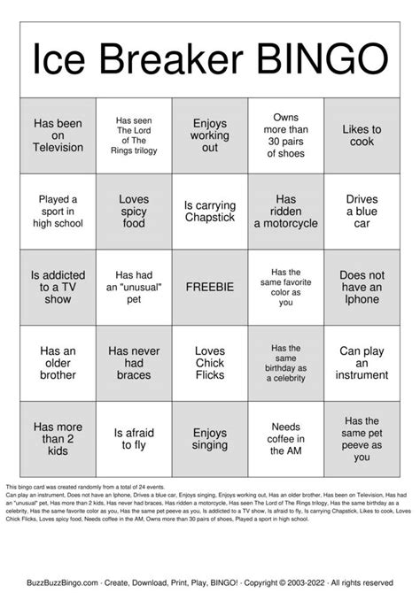 Free Printable Icebreaker Bingo Free Templates