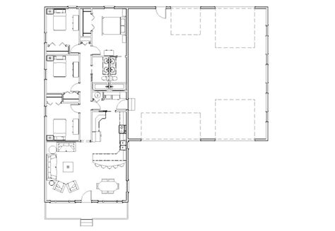 Four Bedroom Ranch Style Floor Plan, RV Bus Big Rig Garage, 1508 Square Feet 68'x60' Front Porch ...